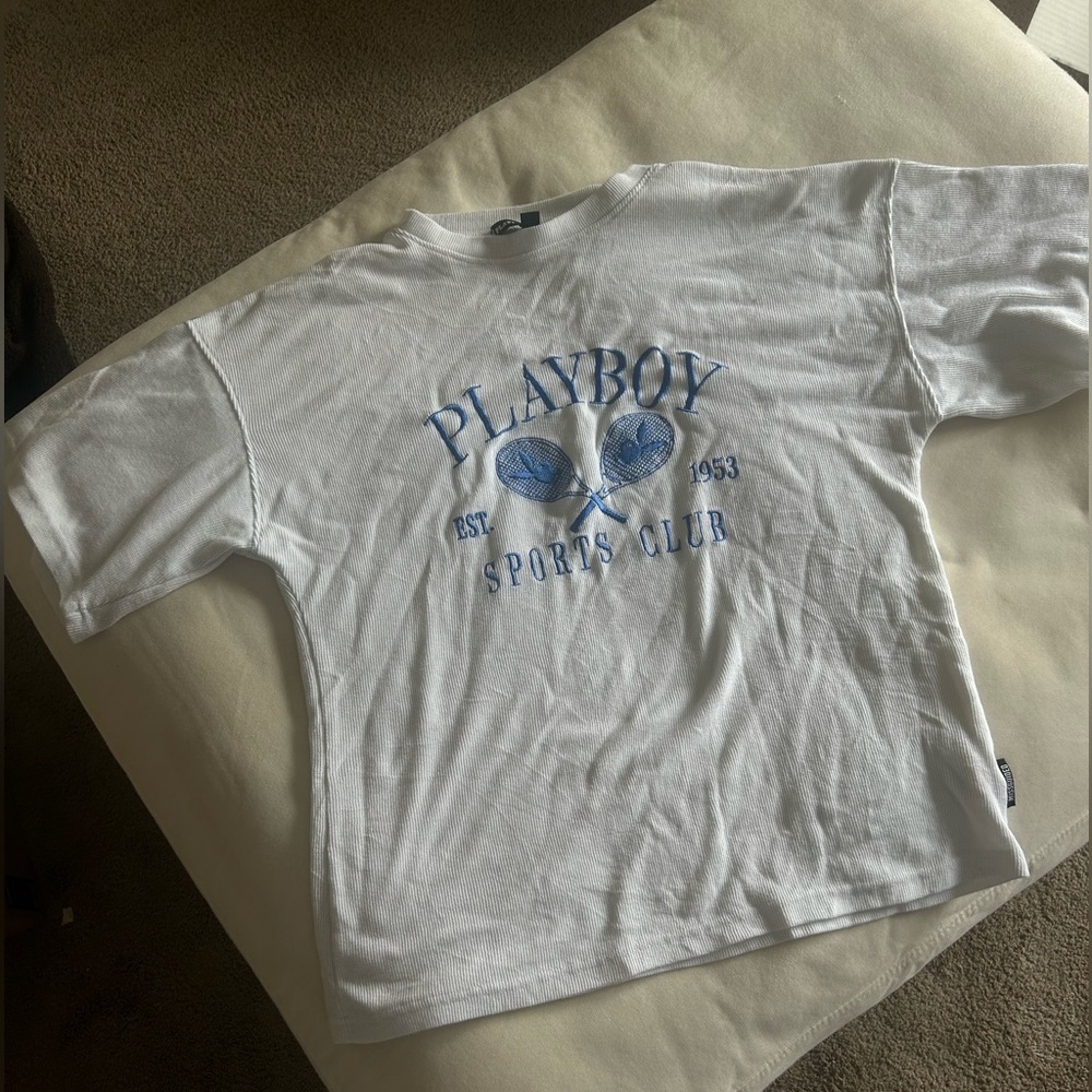 Playboy x Missguided size 6 waffle knit t-shirt